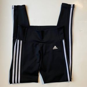 Adidas Womens Leggings Black Three Stripes High Rise ClimaLite Full Length